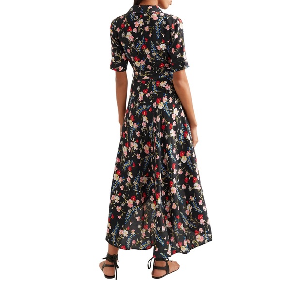 Equipment Imogene silk wrap dress, black floral, S - Picture 2 of 10